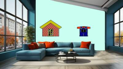 home chimney icon symbol with stair isolated vector on blue Wall mural