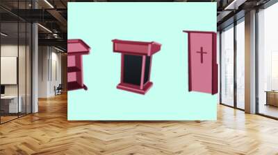 set of lectern book stand cartoon icon design template with various models. vector illustration Wall mural