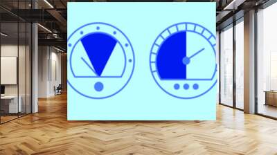 set of speedometer cartoon icon design template with various models. vector illustration isolated on blue background Wall mural