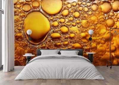 abstract beer bubbles close up golden hues and carbonation Wall mural