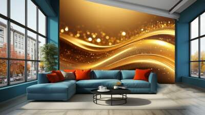 abstract golden glittering wave background Wall mural