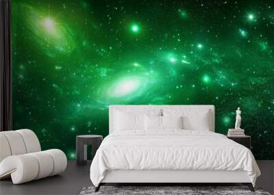 abstract green galaxy space background colorful cosmos universe backdrop Wall mural