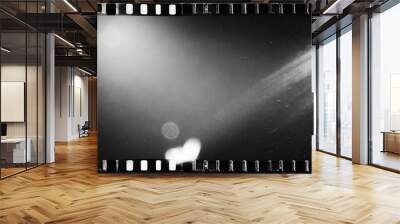 b w black and white super 8mm light leak flare film dust film strip frame wallpaper texture with film spool Wall mural