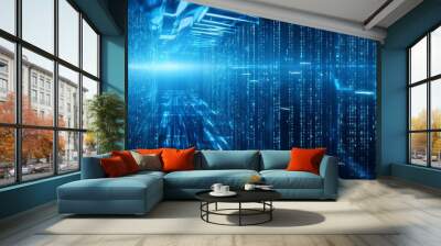 digital background in blue color generative ai Wall mural