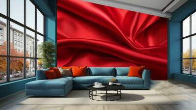 red silk background hd 8k wallpaper stock photographic image Wall mural