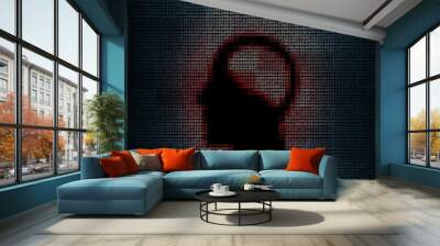 Human head in mosaic digital background. Concept of artificial intelligence or machine learning Wall mural