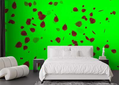 Concept leaves in autumn on green screen Wall mural