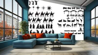 Historically correct nativity scene silhouettes Wall mural