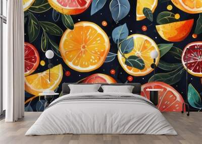 Seamless abstract  sour  and sweet fruits pattern background Wall mural