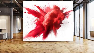 a colorful red particle dust explosion on transparent background Wall mural