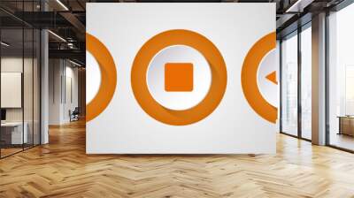 orange, white round music control buttons set Wall mural