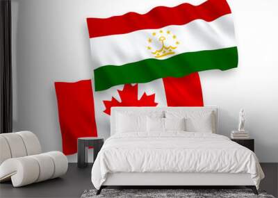 Flags of Canada and Tajikistan on a white background Wall mural