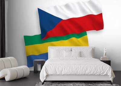 Flags of Czech Republic and Gabon on a white background Wall mural