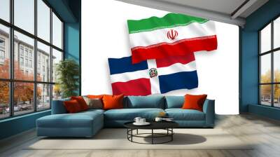 Flags of Dominican Republic and Iran on a white background Wall mural