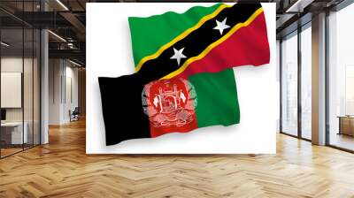 Flags of Federation of Saint Christopher and Nevis and Islamic Republic of Afghanistan on a white background Wall mural