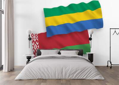 Flags of Gabon and Belarus on a white background Wall mural