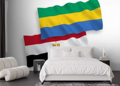 Flags of Gabon and Egypt on a white background Wall mural