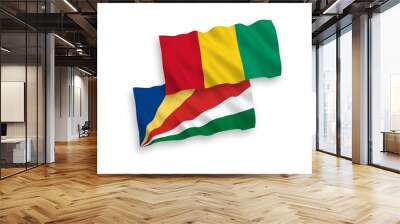 Flags of Guinea and Seychelles on a white background Wall mural