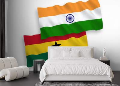 Flags of India and Ghana on a white background Wall mural