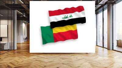 Flags of Iraq and Benin on a white background Wall mural