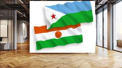 Flags of Republic of the Niger and Republic of Djibouti on a white background Wall mural