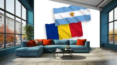 Flags of Romania and Argentina on a white background Wall mural