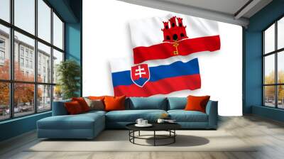 Flags of Slovakia and Gibraltar on a white background Wall mural