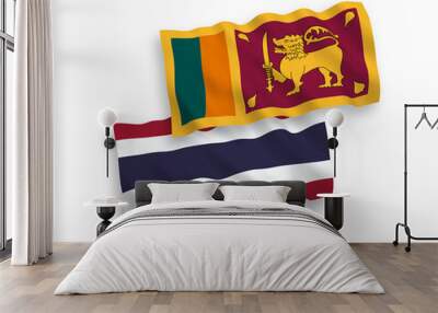 Flags of Sri Lanka and Thailand on a white background Wall mural