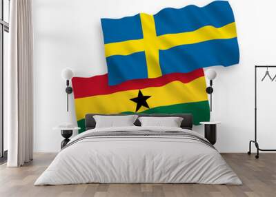 Flags of Sweden and Ghana on a white background Wall mural