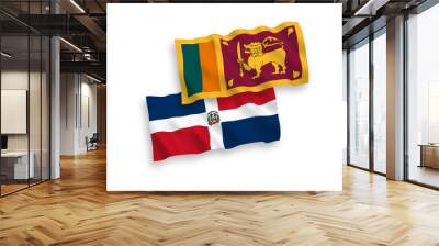 National vector fabric wave flags of Dominican Republic and Democratic Socialist Republic of Sri Lanka isolated on white background. 1 to 2 proportion. Wall mural