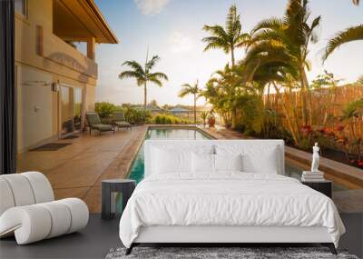 Home with Pool and Hot Tub at Sunset Wall mural