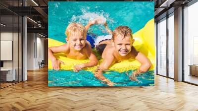 Kids Enjoying Summer Day at the Pool Wall mural