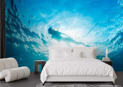 Woman Snorkeling in Tropical Ocean Wall mural