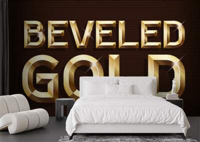 Beveled Gold alphabet font. 3d gold letters and numbers. Stock vector typeface for your typography design. Wall mural