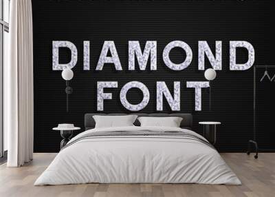 Diamond alphabet font. Brilliant letters and numbers. Stock vector typography for your design. Wall mural