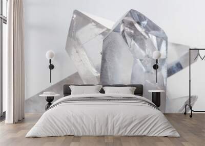 Transparent rock crystals on white Wall mural