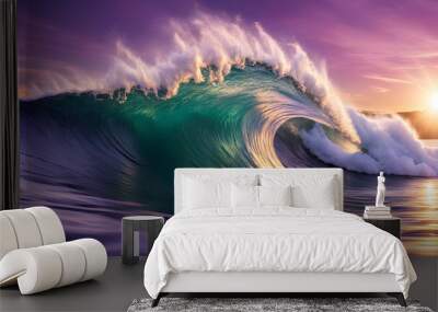 crest ocean waves sunset 7 Wall mural