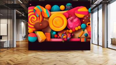 colorful sweets background, produced with ai, illustration, render Wall mural