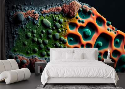 detailed macro image of mold for example on a damp wall, on food or on the skin, generative ai Wall mural