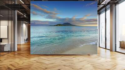 View of the Nevis Peak volcano across the water from St Kitts Wall mural