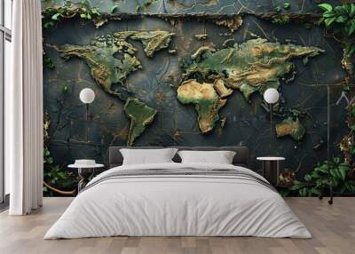 3D world map illustration Wall mural