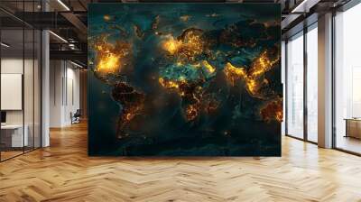 3D world map illustration Wall mural