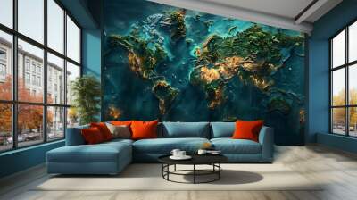 3D world map illustration Wall mural