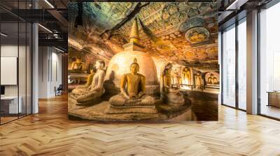 Buddha statues in Dambulla Cave Temple, Srilanka Wall mural