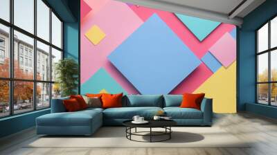 Abstract geometric square illustration colorful background. Wall mural