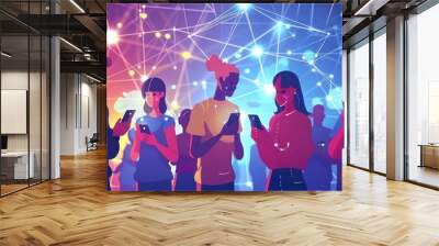 People Connected by Technology Wall mural