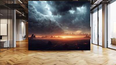 End of the world. Apocalypse 3D. Extinction-level event. Dystopian and apocalyptic background.  Wall mural