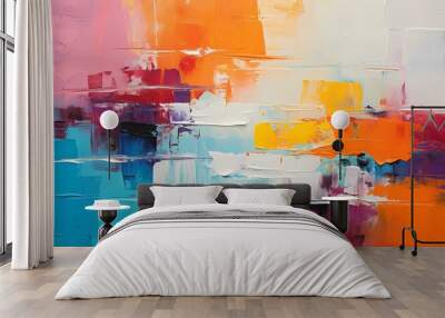 Colorful abstract painting background with bold palette knife style Wall mural