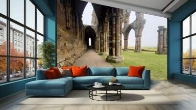 An Overcast Day at Whitby Abbey Wall mural