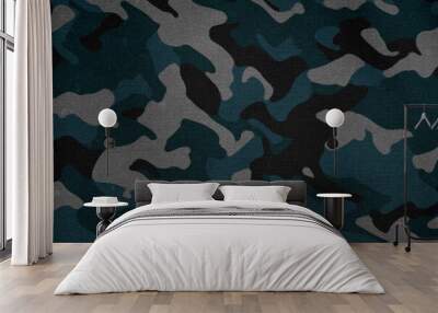 army camouflage tarp texture , blue navy camo pattern Wall mural